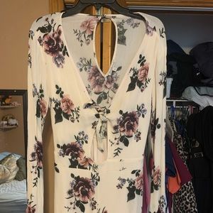 Tie front long sleeve romper